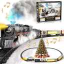 Funwee Train Set for Under Christmas Tree,Electric Train Toy with Smokes,Lights and Sound, Locomotive Train Model with Track,Birthday Gifts Idea for 3 4 5 6 7+ Years Old Toddler Boys and Girls