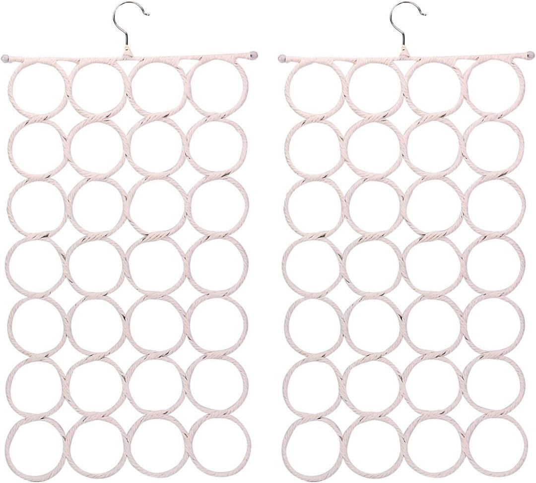 Tosnail Pack of 2 Scarf Hanger Holder Organizer Space Saver for Tie, Belt, Scarves, Socks - White, One Size