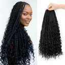 Boho Crochet Braids Human Hair Mixed 24 Inch Goddess Box Braids Crochet Hair Boho Box Braid Bohemian Braid Crochet Hair for Black Women 7 Packs 1B#