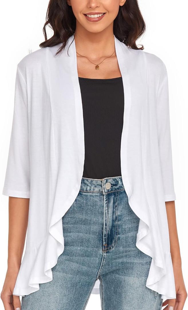 Argstar Women's 3/4 Sleeve Cardigan (White, XXXL)