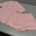 Veseacky Girls Pajamas Sets 100% Cotton PJ ButtonDown Short Sleeve 2 Piece Pajamas Set Boys Girls Pjs  (Pink, 130)