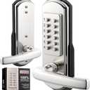 Elemake Keypad Door Lock, Keyless Entry Door Lock Mechanical Lock with Keypad, Combination Code Locks with Handle, Right Handed Door Lever, Stainless Steel 304  NOT a Deadbolt