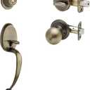 Copper Creek CZ2610XBK-AB Mid-Century Modern Entrance Handleset in Antique Brass with Ball Knob Interior