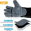 4 x 16 Welding Gloves for Welder, Heat Resistant Premium Leather with Kevlar Stitching, Comfortable and Durable,for MIG/Fireplace/BBQ/Animal Handling
