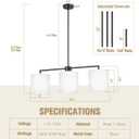 Emak Modern 34 Inch Kitchen Island Lighting, Black Dining Room Light Fixture with White Linen Drum Shade, Farmhouse 3-Light Linear Chandeliers for Dining Room, Kitchen, IL128-BK-WF-3