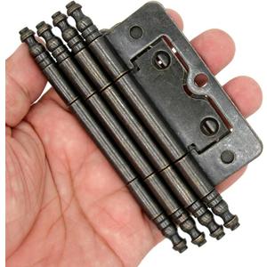 4 PCs Antique Bronze Flap Hinges with Lengthened Axis - Vintage Style Hinges for Door Wooden Chest Cabinet - Plate Length of 3" (76 mm), Large Size