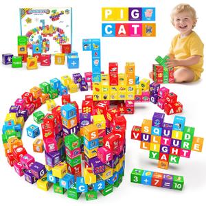 Magnetic Blocks for Toddlers 1-3, 1.4 inch Large Building Blocks Number ABC Learning Toys for 1 2 3 4 5+ Year Old Boys Girls Educational Montessori Toys for Preschool Activities 36PCS STEM Magnet Cube