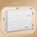 WLIVE Dresser for Bedroom with 8 Drawers, Wide Fabric Dresser for Storage and Organization, Bedroom Dressers, Chest of Drawers for Living Room, Closet, Hallway, White, 11.8"D x 39.4"W x 30.4"H