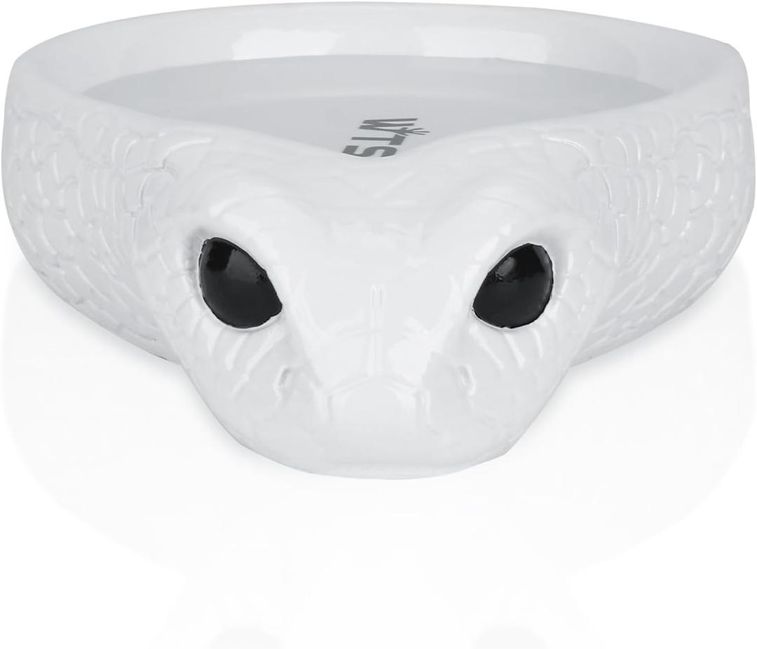 Original Wtsoh Snake Head Reptile Water Dish for Snakes, Lizards, Frogs, and Geckos  Resin Drinking Bowl & Bath for Terrarium Decor, Perfect for Reptile Tank Setup, 6.8in X 5.1in (White)