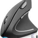 TECKNET Ergonomic Mouse, Rechargeable 2.4G+Bluetooth Vertical Mice 6 DPI Adjustable, Wireless Optical Carpal Tunnel Mouse Right Hand, Multi Device for Laptop, PC, Computer, MacBook, iPad - Grey