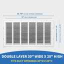 30x20 Return Air Grille [Duct Opening Size],Return Air Vent Cover for Wall Or Ceiling,Steel Return Air Filter Grilles Removable Face/Door for 1 Inch Filters (30"W x 20"H [Duct Opening])