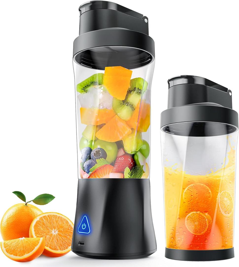Personal Blender-for Shakes & Smoothies, 24oz. Vessel, Cordless, BPA Free, Leakproof-Lid & Sip Spout, USB-C Rechargeable - Travel Blender, 6 Sharp Blade, Deep Black