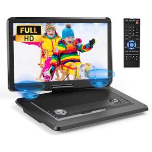 Arafuna 18" Portable DVD Player with with 5-Hour Rechargeable, 16" HD Swivel Screen with Dual Stereo Speakers, Support USB/SD/Sync TV, Regions Free