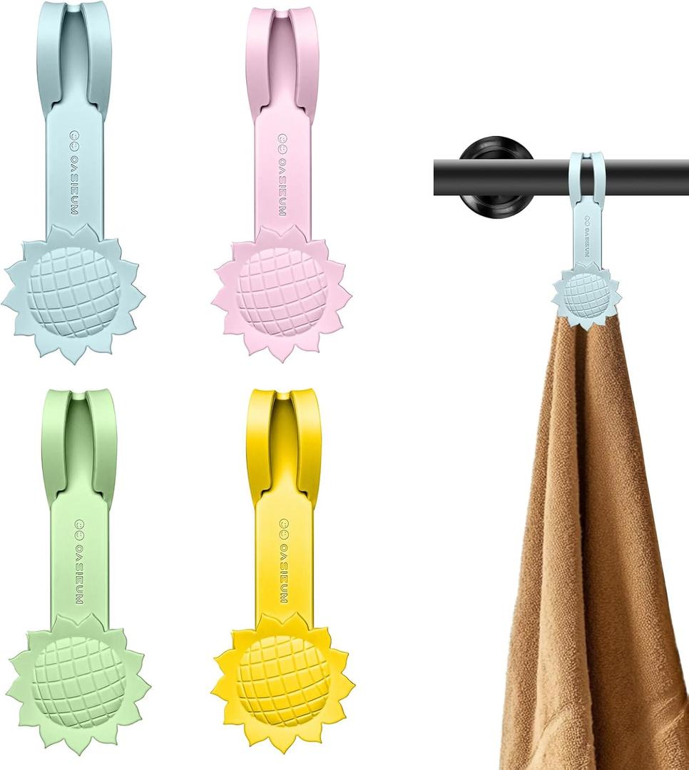 4Pack Magnetic Towel Clips  Premium Multi-Scene Use Towel Hooks for Bathrooms, Kitchens, Showers & More  Keep Towels, Socks, Gloves, Aprons, and Small Tools Organized (Pink& Blue& Green& Yellow)