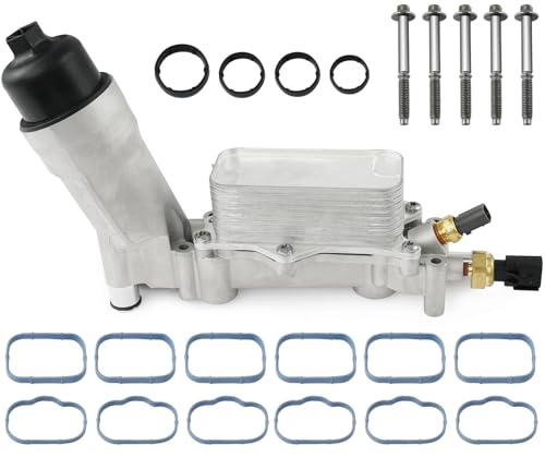 926-959 Upgrade Aluminum Engine Oil Filter Housing Oil Cooler Kit for 2011-2016 Dodge Challenger Charger Journey Caravan Durango Jeep Wrangler Grand Cherokee Chrysler 200 300 Ram ProMaster 3.6 926-876