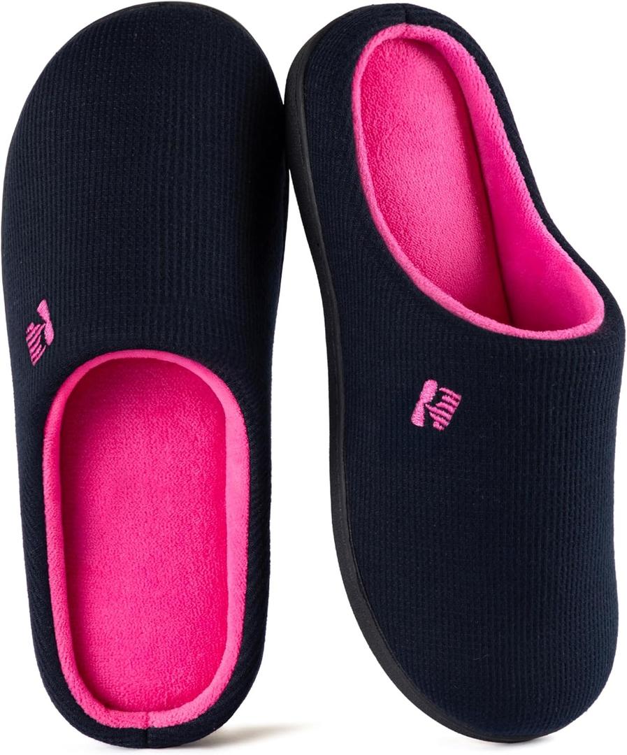 RockDove Women's Original Two-Tone Memory Foam Slipper (9-10, Dark Navy/Fuchsia)