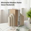 LIN CHUAN Heavy Duty Bookends for Shelves, 6.6 LBS Heavy Book Ends for Heavy Books, Decorative Modern Bookends with Faux Sandstone Look, Layered Arch Book Stopper for Bookshelf Holder Set of 2, Beige