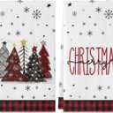 Siilues Christmas Kitchen Towels 18x26 Inch Set of 2, Christmas Tree Dish Towels Merry Christmas Decor Hand Towels Seasonal Winter Holiday Christmas Tree Decorations for Home Drying Dishcloth