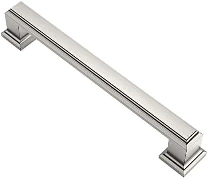 Alzassbg 6 Pack Brushed Satin Nickel Cabinet Pulls, 5 Inch(128mm) Hole Center Cabinet Handles Kitchen Pulls for Cabinets and Drawer AL3071SN