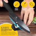 Stainless Steel Cutting Board for Kitchen – 4-Piece Kitchen Kit with Finger Guards, Paring Knife & Knife Sharpener – Rustproof Steel Chopping Board, Non-Slip, Easy to Clean,for Meat, Veggies & Fruits, One Size