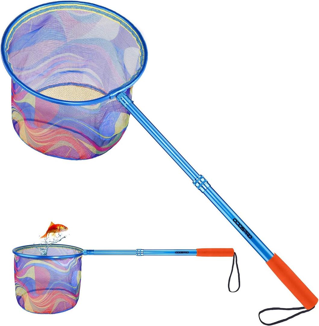 Kids Fishing Net - Telescoping Bait, Minnow, and Butterfly Net With 11.4" Depth, Handle Extends to 30" for Easy Catch and Release (blue 1pack)