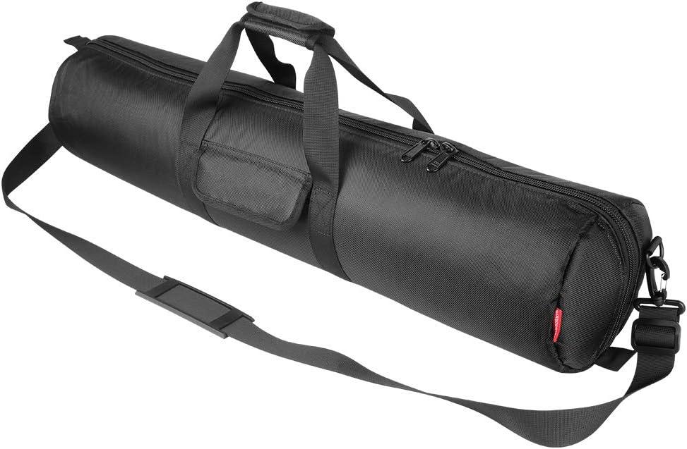 HEMMOTOP Tripod Case, 31.5x7 in Heavy Duty Tripod Bag with Shoulder Strap and Handle, All Sides Thick Padded Carrying Case with Two Zippered Pockets for Speaker Stand, Monopod - R08018 Black