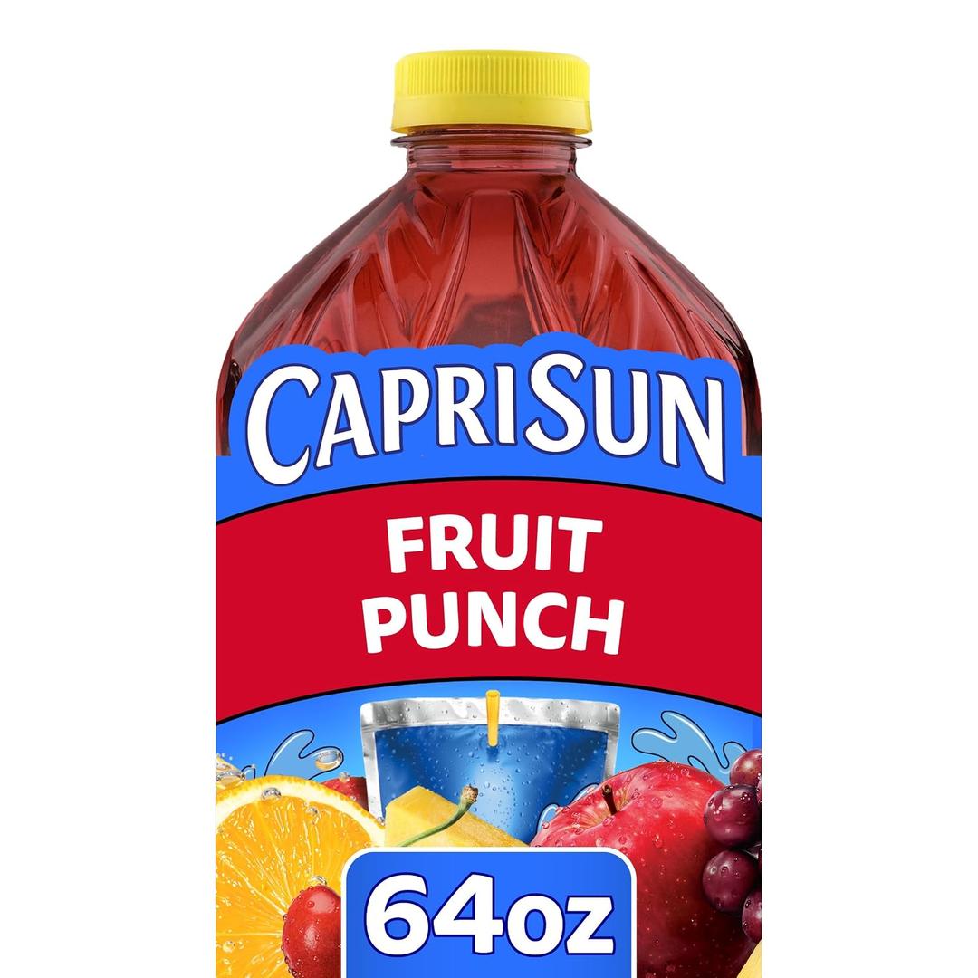 Capri Sun Juice Drink Blend, Fruit Punch Flavored, 64 oz Bottle | for School Lunches and On-the-Go Hydration, All Natural Ingredients, No Artificial Colors, Flavors Or Preservatives (EXP 10/04/26)