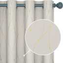 Deconovo Blackout Curtains 2 Panels for Bedroom and Living Room, Gold Foil Wave Lines and Dots, Thermal Insulated Room Darkening Grommet Window Drapes for Nursery and Kids Room, Beige, 52W x 72L Inch