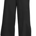 TARSE Women's Summer High Waisted Yoga Capri Pants Plus Size Casual Sport Activewear Capris Sweatpants Loose Fit (Large, Black)