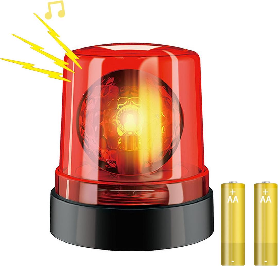 Toy Police Lights Strobe Light,360-Degree Rotating Flashing Light with 2 AA Batteries, Suitable for Children for Role-Playing, Toys, Gifts (Red)