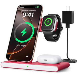 RYND 2025 Travel Portable Wireless Fast Charger for Apple & Android Charging Station,3 in 1 Charging for iPhone17 16 15 14 13 12,Apple Watch Series & Air pods 4 3 2 Pro,Samsung Galaxy