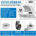 Dryer Roller Replacement Kit for Samsung Dryer Repair Kit Compatible with Samsung Dryer Parts, DC97-16782A Dryer Roller, DC93-00634A Dryer Idler Pulley, 6602-001655 Dryer Belt, DV42H5000EW/A3 Parts