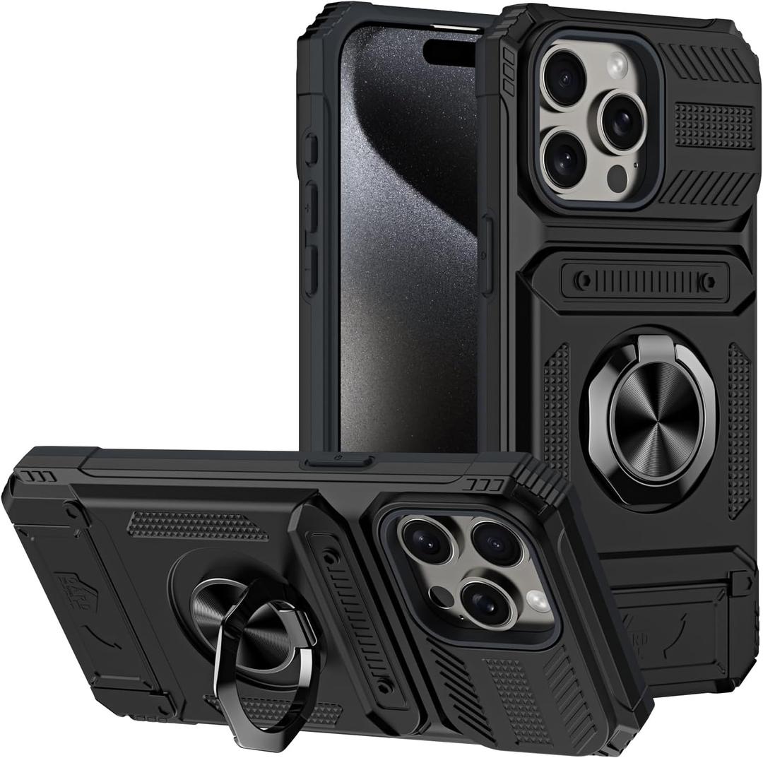 Compatible with Motorola Edge 50 Ultra 5G Brackets Case,Car Mount Magnetic Kickstand Carrying Card Slots 2 in 1 Anti-Fall Phone Case Black