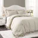 Lush Decor Reyna Ruffle Comforter Set, Full/Queen, Wheat, 3 Piece Cozy Bedding Set, King