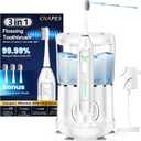 Electric Toothbrush with Water Flosser 3-in-1 Combo, Professional Sonic Toothbrush for Adults, 3 Brush Modes+5 Floss Speeds, Rechargable, 2.0 Flossing Toothbrush for Oral Care, Portable Travel Case