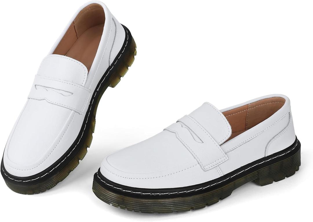 CLAKBLRG Women's Loafers Classic Penny Loafers for Women Fashion Driving Moccasins Women (6, White)