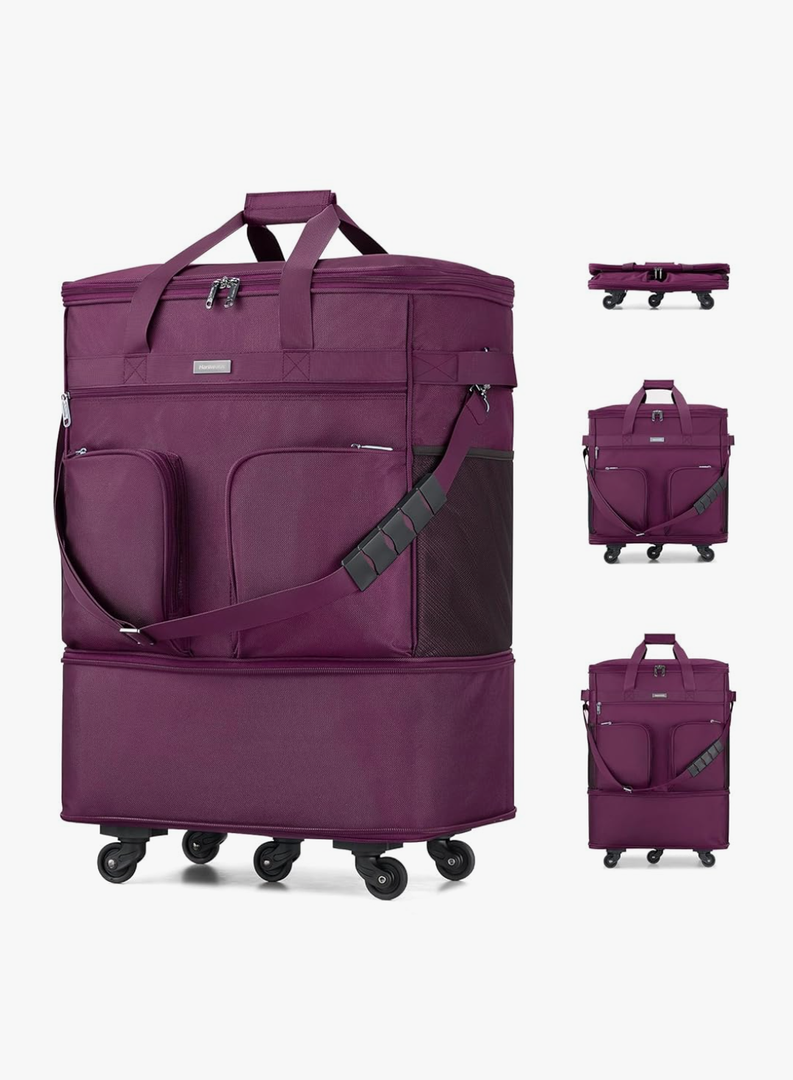 Hanke Expandable Collapsible Luggage with Wheels Suitcase Luggage Rolling Travel Bag Duffel Bag for Men Women Lightweight Suitcase Large Capacity Luggage with Spinner Wheel (Purple)