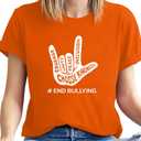 Unity Day Shirts for Women Kindness Tshirt End Bullying Tee Orange Tops Peace Tee (Orange)