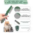 2PCS Pet Grooming and Deshedding Tools, 2-In-1 Double-Sided Cat Brush for Shedding and Bathing, Dogs & Cats Shedding Comb for Long and Short Haired Dogs Cats, Green