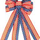 Large Patriotic Wreath Bow 4th of July Decor Patriotic Star and Stripe America Flag Bow for Indoor Outdoor Memorial Day Christmas Party Front Door Wall Decoration (Style 1, 11.4 x 20.8 in)