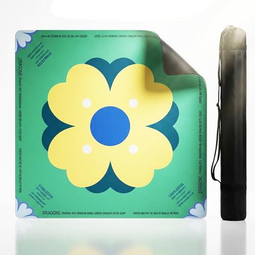 BVXVCB Mahjong Mat for Table – Non-Slip, Noise-Reducing & Silent Neoprene Game Mat, No Fold Marks, Ready to Use, Cover with Rules – Portable Mahjong (Green)