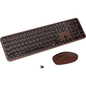 Wireless Keyboard and Mouse Combo, USB Receiver Plug and Play, Low Profile Quiet Typing Design, 110 Round Keys Full-Size Silent Keyboard Set for PC, Windows, Mac, Desktop, Laptop(Coffee Black)