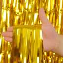 4 x Gold Tinsel Backdrop Party Decorations, Melsan 3.2 x 8 ft Foil Fringe Curtains for Birthday, Anniversary, Graduation, New Year Eve, Pack of 2