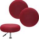 M METERXITY 2-Pack Bar Stool Covers Round, for 12-14 Inch Polyester Corn Grid Seat Covers with Elastic Bands for Bar Stool/Round Cushion [Red]