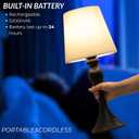 HAPYGI Cordless Table Lamp with 5200mAh Battery – Rechargeable Touch Dimmable LED Light, E26 Bulb & Type-C Fast Charging, Portable Desk Lamp for Bedroom, Living Room, Office, Nightstand (Black)