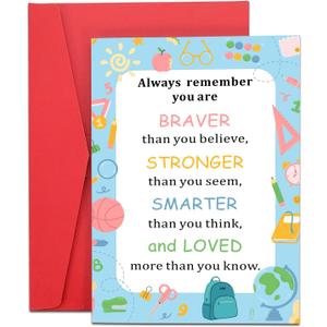 FANICE EOS Back to School Cards for Boys Girls First Day of School Supplies for Son Daughter Students Inspirational Gifts for Kids Kindergarten Preschool College