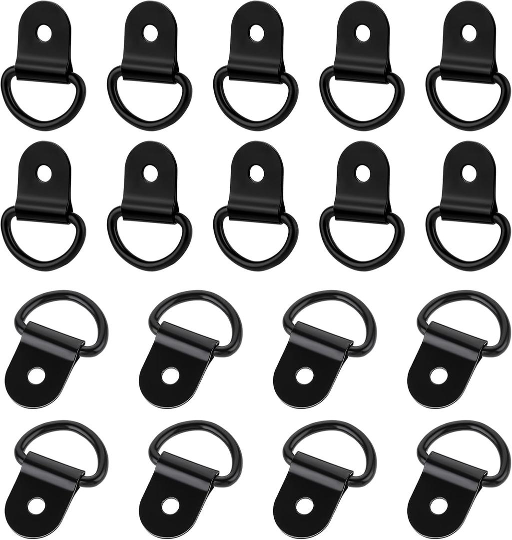 18 Pcs D Rings Tie Down Anchors, D-Rings Tie Downs Black D Rings Anchor Lashing Rings Tie Down Hooks Tie Down Rings for Trailers Truck Control Surface Mount (Black)