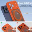 Magnetic for iPhone 17 Pro Max Case 2 x Screen Protector Compatible with MagSafe Translucent Matte Military Grade 17FT Drop Shockproof Full Camera Protection 360 Spin Stand Phone Cover Orange