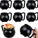6 PCS 15 oz Cauldron Mugs,Plastic Black Cauldron Pot Cups,Witches Brew Mug for Drinks,Halloween Party Favors,St Patricks Day Party Gift Supplies