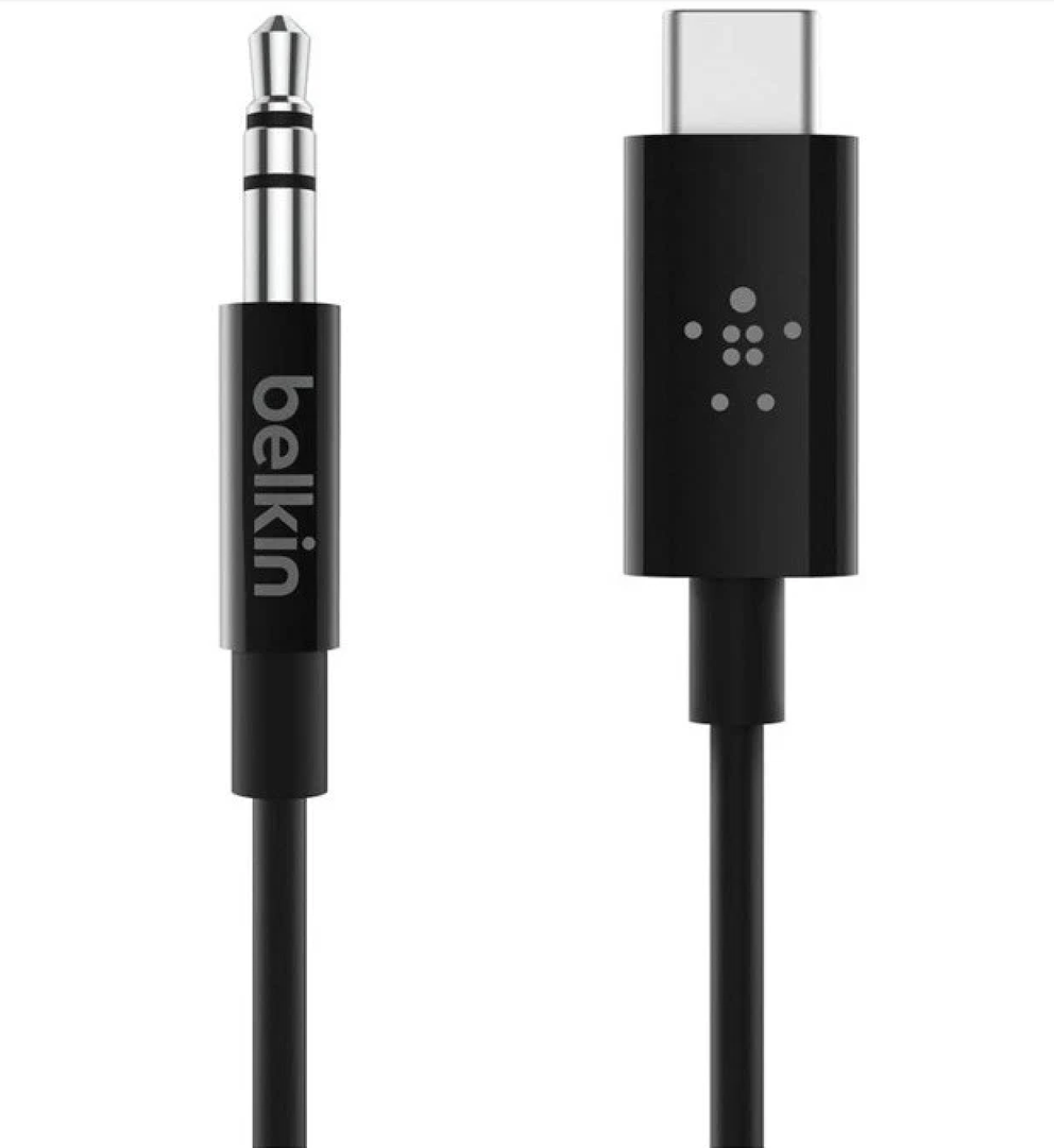 BELKIN ROCKSTAR 3.5MM AUDIO CABLE WITH USB-C TYPE-C CONNECTOR BLACK 3FT